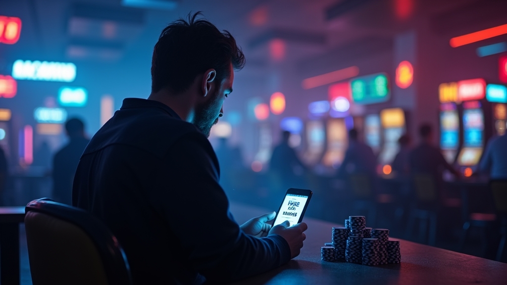 Utente controlla un bonus senza deposito in un casinò scuro