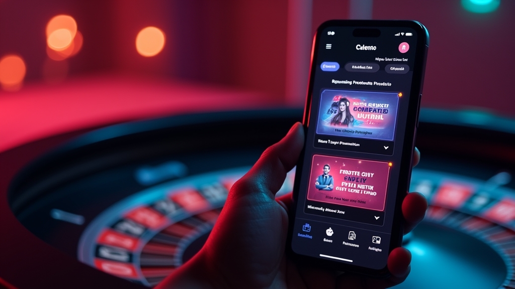Notifiche di promozioni periodiche su schermo in un casinò neon
